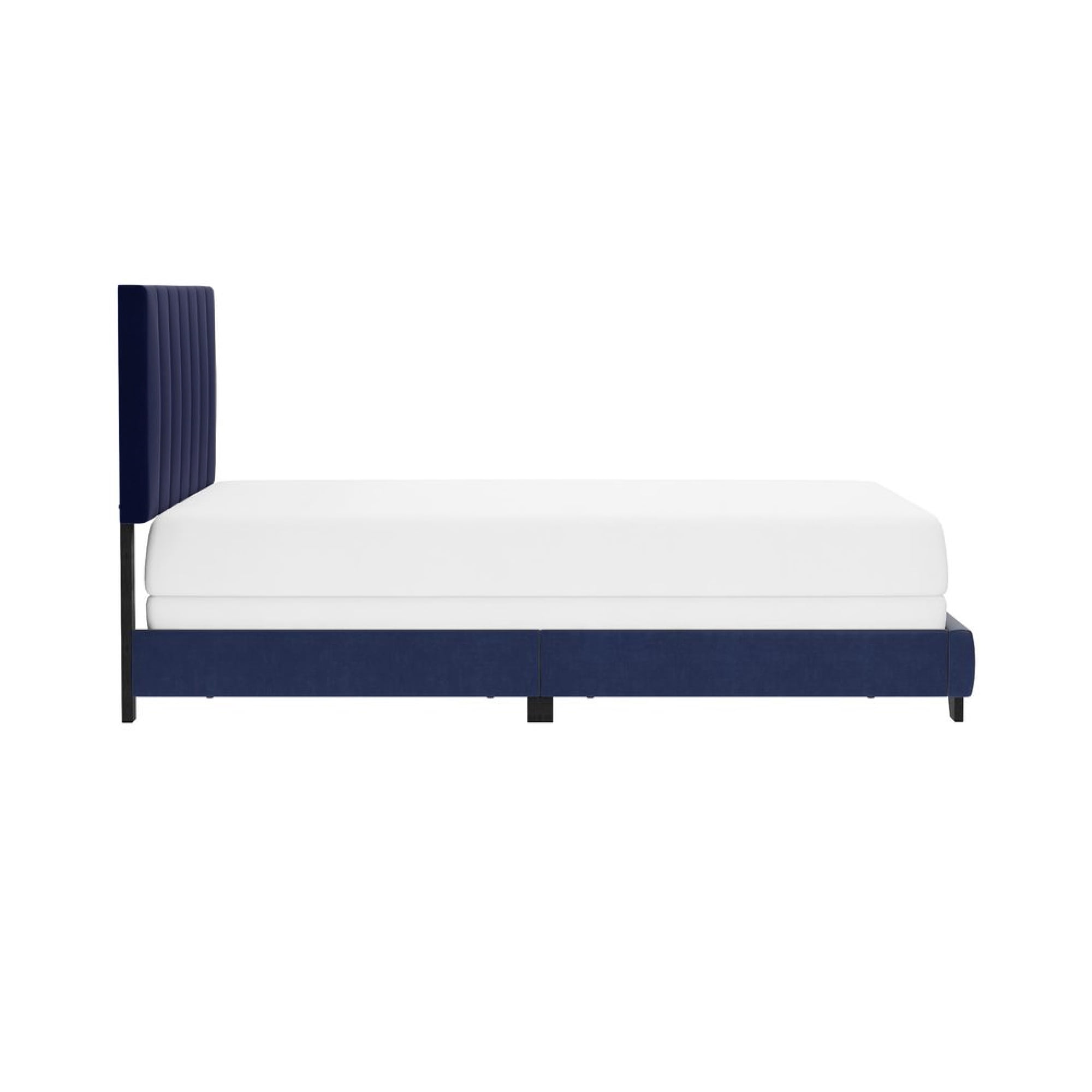 Reece Channel Stitched Upholstered Queen Bed, Sapphire Blue, by Hillsdale Living Essentials