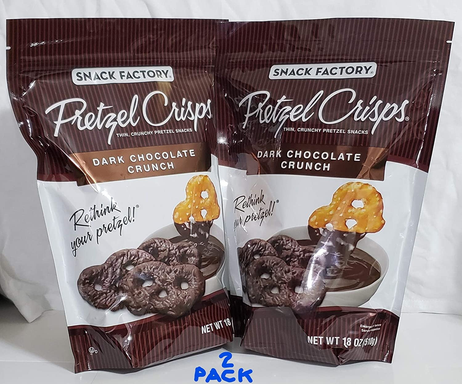 Snack Factory Pretzel Crisps Dark Chocolate Crunch, 36 Oz (2 18oz