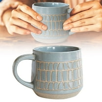 Rustic Coffee Mug, 18oz Ceramic Coffee Cup with Handle, Vintage Striped Stoneware Coffee Mugs for Latte, Cappuccino & Dishwasher Safe for Office/Home/Kitchen