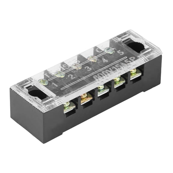 NFTIGB Dual Row 5-Position Screw Terminal Block Set with Pre-Insulated Barrier Strips, 600V 15A Heavy Duty Marine Wire Connectors and Blocks for Automotive, Electronic Circuits and Home Appliances