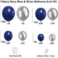 thumbnail image 2 of Blue and Silver Balloons Arch Garland Kit, 134pcs Navy Blue and Silver Balloons with Different Size for Birthday Party Baby Shower Graduation Class of 2024 Prom Decorations, 2 of 7