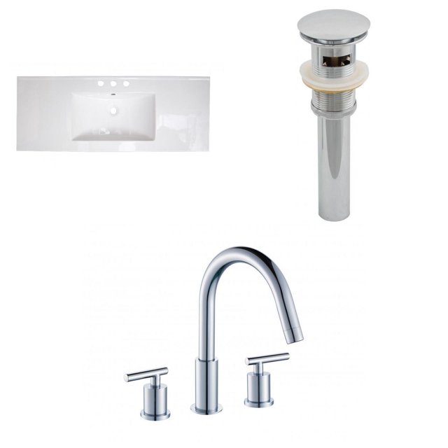 American Imaginations 48-in. W 3H8-in. Ceramic Top Set In White Color - Overflow Drain Incl. AI-27202