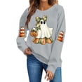 thumbnail image 2 of Ichuanyi Halloween Spooky Season Sweatshirt Women Ghost Sweatshirts Oversized Fall Halloween Print Pullover Top, 2 of 6