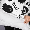 thumbnail image 3 of Oversized Wearable Blanket Hoodie,Halloween Black Ghosts Bats and Pumpkins Sherpa Blanket Hoodie with Super Pockets,Super Warm Fuzzy Pullover for Women & Men, 3 of 6