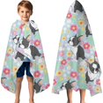 thumbnail image 3 of Boston Terriers and Flowers Hooded Bath Towel，60"x35" for Ages 3 To 12 Kids, Quick Dry Lightweight Soft Microfiber Hood Beach Towel Cover Up for Kids, 3 of 7