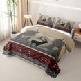 thumbnail image 3 of Erosebridal Rustic Western Elk Twin Quilt Set for Women Men, Beige Red Aztec Damask Twin Coverlet Set, 2-Piece, 3 of 7
