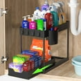 thumbnail image 1 of PHANCIR Organizador Debajo Del Fregadero, Cocina Multiusos de Gran Capacidad de 2 Niveles Organizadores Debajo Del Fregadero y Almacenamiento Cajón de Almacenamiento Deslizante de Fácil Acceso con Ganchos y Taza Colgante para Baño Debajo Del Fregadero, 1 of 8