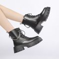 thumbnail image 3 of NECHOLOGY Botas Mujer Adulto Femenino Zapatos Botines mujer Mujer Suela gruesa Tacón grueso Cremallera Decoración de Ropa de abrigo de moda Botas para mujer (Black, 8), 3 of 7