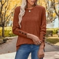thumbnail image 2 of JUSLIO Button-Up Tops for Women Casual Solid Blouses Fashion Long sleeve Round Neck Blouses Orange XL, 2 of 7