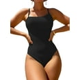 thumbnail image 5 of Kmbangi Women's Summer Swimsuit Spaghetti Strap Solid Color Textured One Piece Bathing Suit, 5 of 5