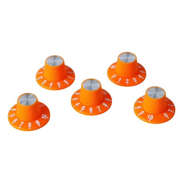 Perilla de Control de guitarra eléctrica de plástico, 5 uds., borde roscado, agarre cómodo, juego de perillas de Control decorativas para guitarra eléctrica