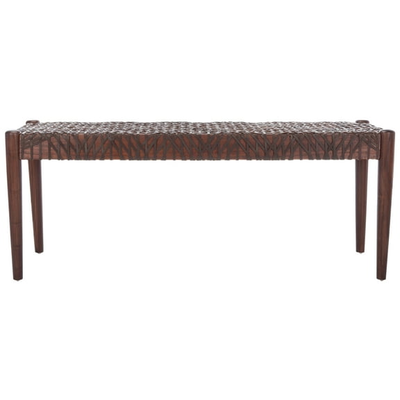 SAFAVIEH Bandelier Cowhide Leather Weave Bench, Brown