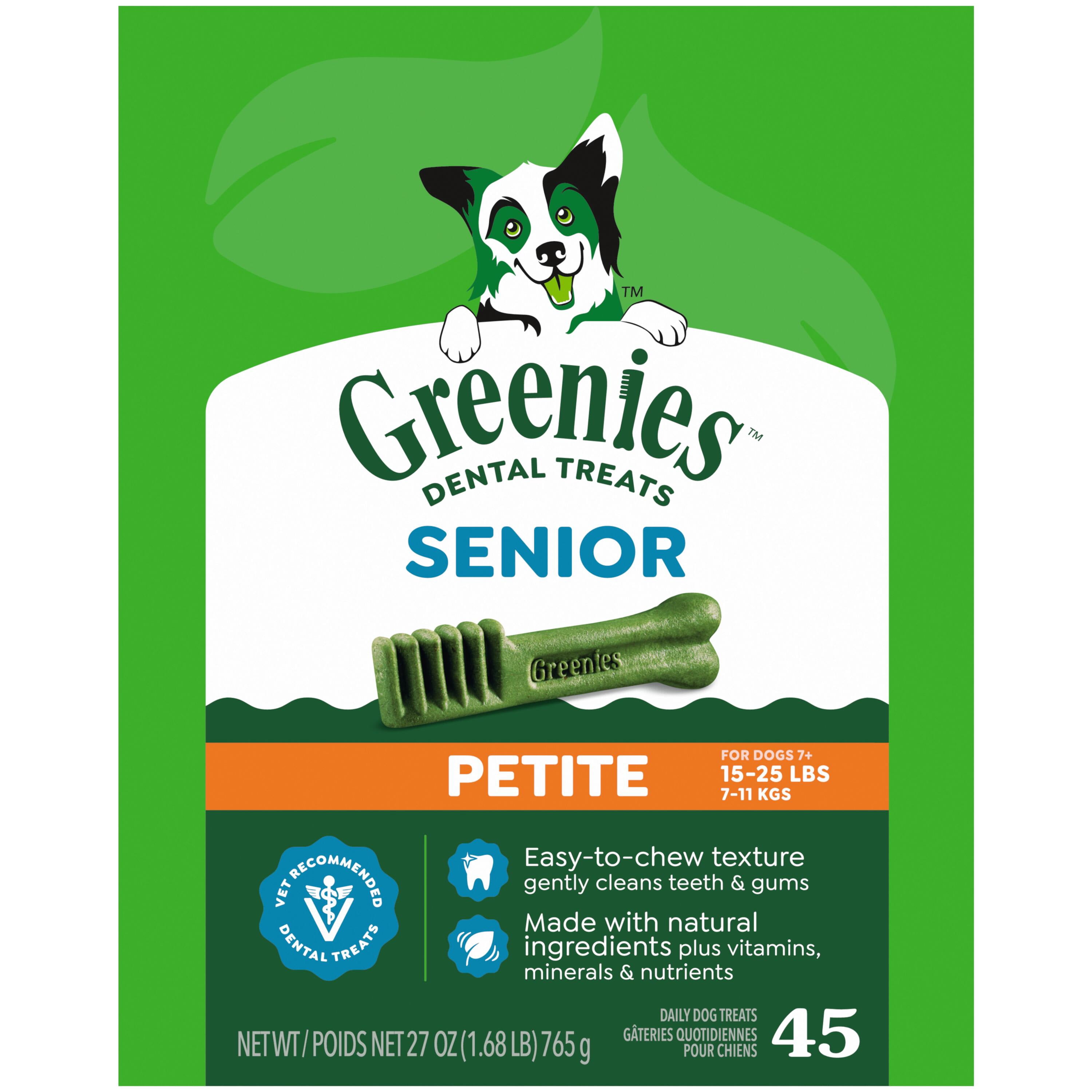 Greenies Aging Care Adult Natural Dental Dog Treats Petite Size, 27 oz Pack (45 Count)
