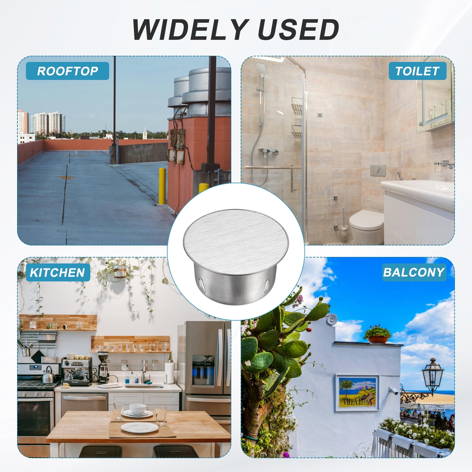 Uxcell 4Pcs Stainless Steel Tee Cap (2.6"/66mm OD, Silver) - Round Dryer Vent Cover Dryer Duct Metal End Cap Plug for Indoor and Outdoor Pipe