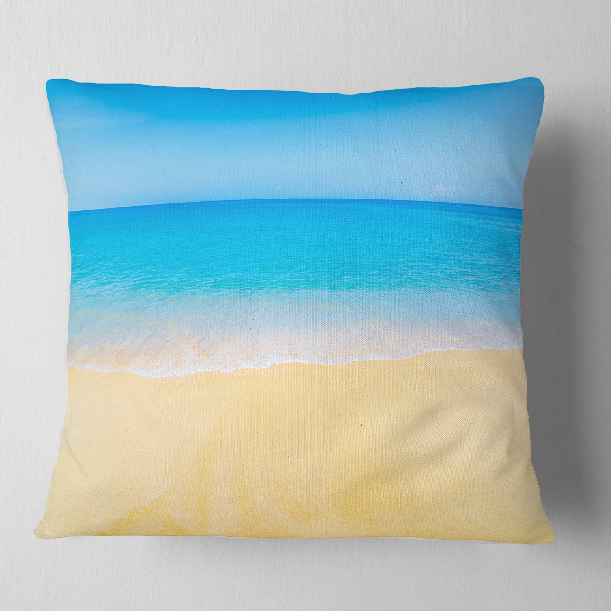 Designart Calm Blue Sea and Sky - Seascape Throw Pillow - 16x16