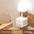 thumbnail image 4 of Multifunctional LED Desk Lamp with Power Strip – Wall Plug Night Light with USB A USB C Outlets – Touch Control Dorm Room Office Bedside Lamp, 4 of 8