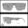 thumbnail image 4 of Kush Mens Bold Angle Flat Top Square Rectangle All Black Plastic Sunglasses Silver Logo, 4 of 7