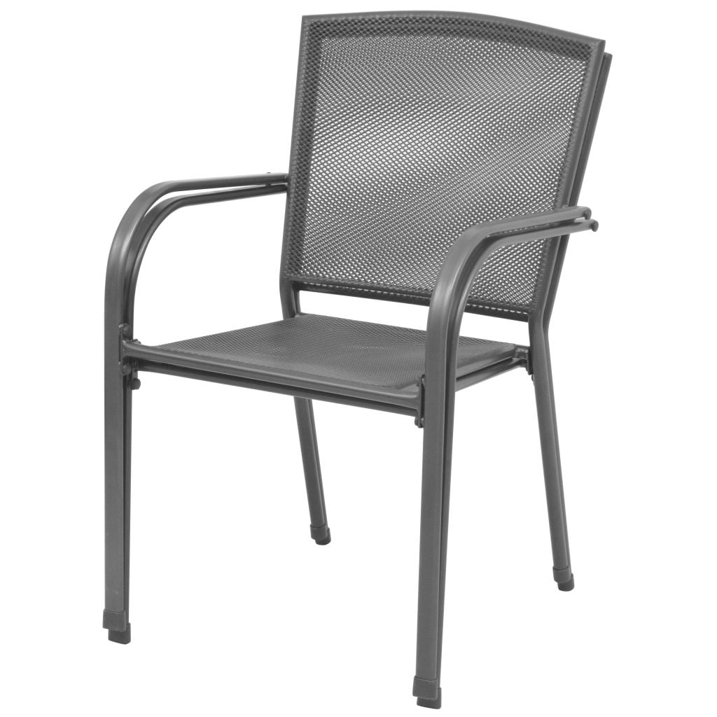 Kepooman 21" Patio Stackable Steel Mesh Chair Set for Lawn Deck, Grey