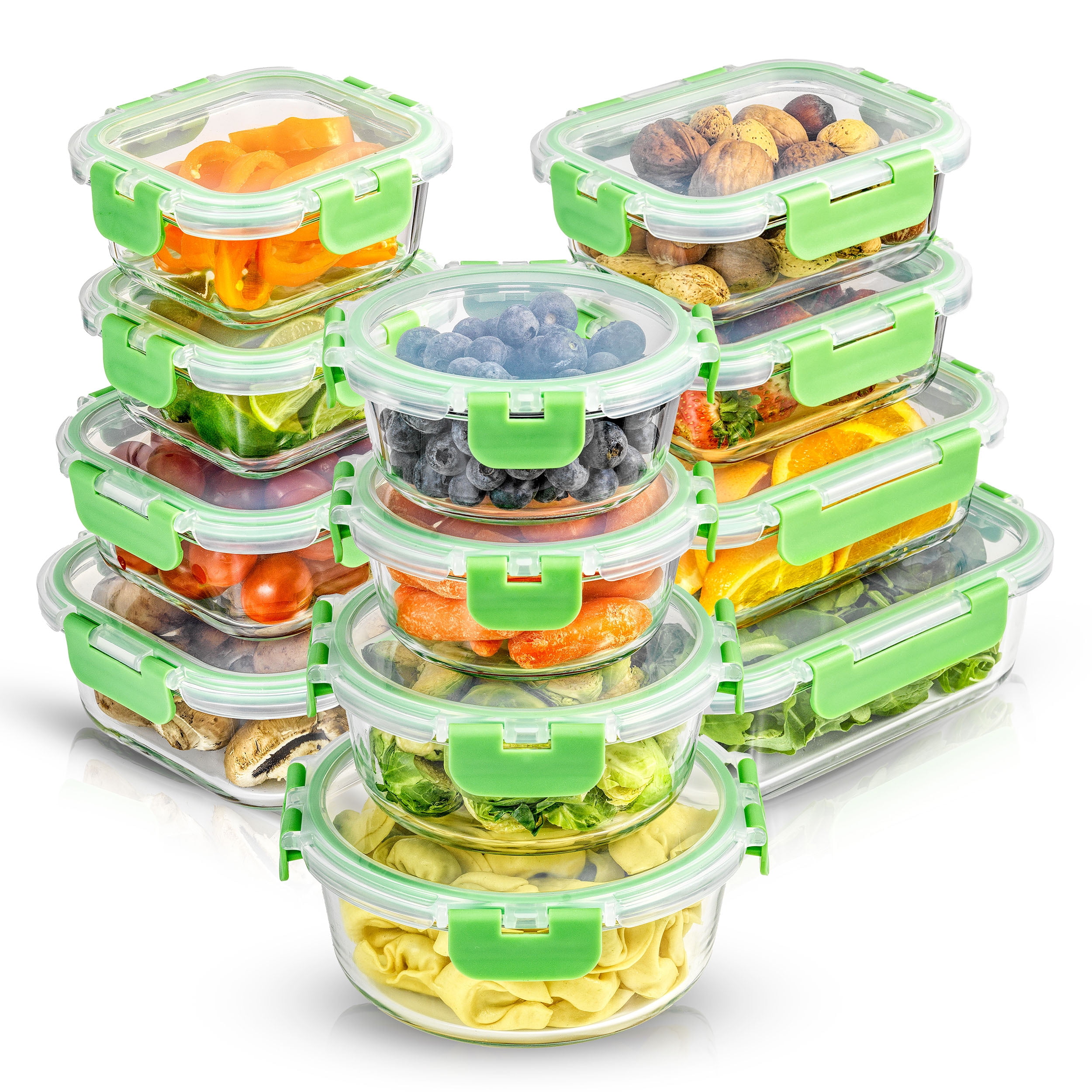 JoyJolt 24 Piece Glass Storage Container Set - Food Containers with  Leakproof Lid - Meal Prep Jars