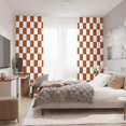 thumbnail image 4 of Orange Checkered Curtains for Bedroom,Rod Pocket Burnt Orange Semi Sheer Curtains Farmhouse Retro Checkerboard Light Filtering Drapes for Living Room,Set of 2 Window Curtain Panels,52 x 84 Inch, 4 of 4