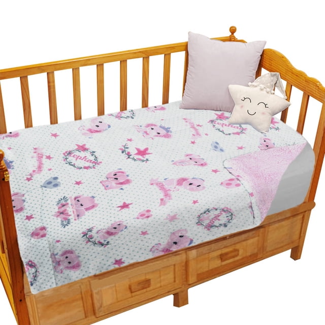 Cobertor Cunero Con Borrega Para Bebé 90 cm x 120 cm Extra Suave y Calientito MELOCOTTON HOGAR MOD ELEFANTE