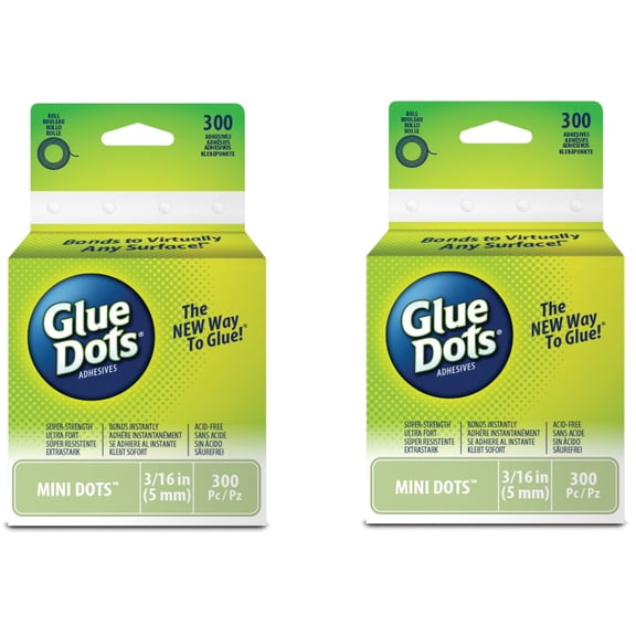 [2-PACK] - Glue Dots Clear Dot Roll - Mini .1875" 300/Pkg