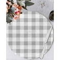 thumbnail image 2 of Round Placemats Set of 4 Grey Buffalo Plaid Place Mats Washable Woven Placemat Check Lines Circle Braided Table Mat for Kitchen Dining Table Party Home Decor 15 Inch, 2 of 8