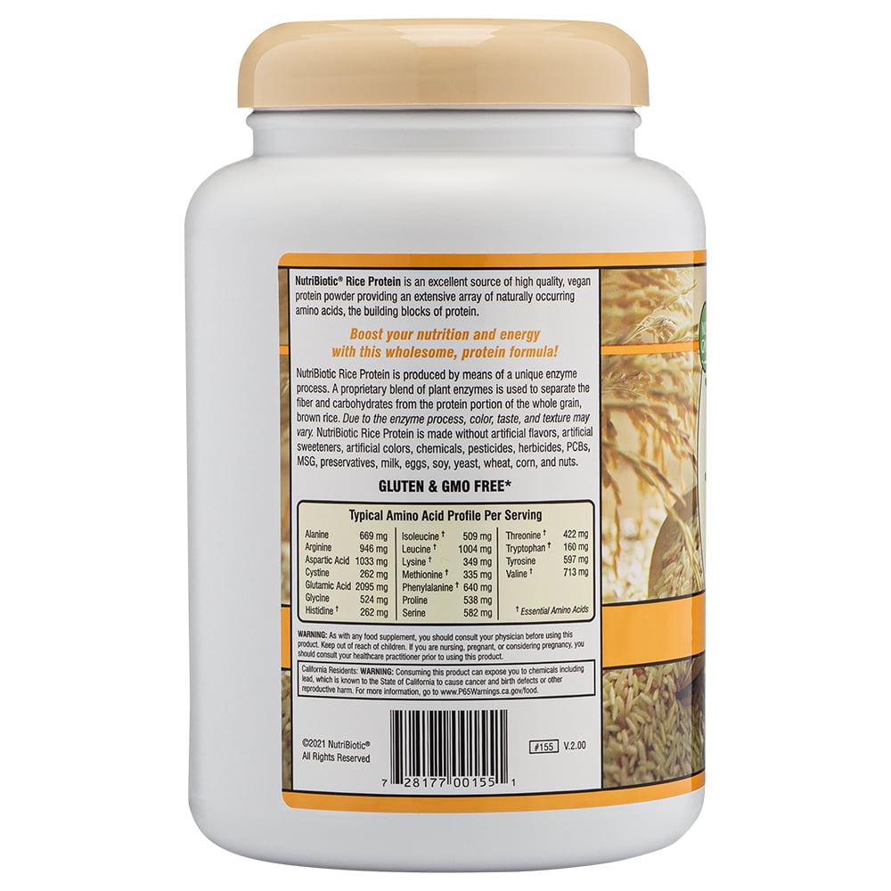 NutriBiotic Vanilla Rice Protein, Vegan Protein Powder, 1 Lb. 5 Oz (600g)