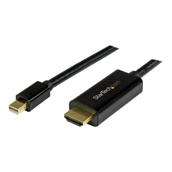 StarTech.com Mini DisplayPort to HDMI converter cable - 3 ft (1m) - mDP to HDMI adapter with built-in cable - (M / M) Ultra HD 4K (MDP2HDMM1MB) - Adapter cable - Mini DisplayPort male to HDMI male - 3.3 ft - black - 4K support