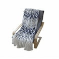thumbnail image 4 of Ikat Soft Flannel Fleece Throw Blanket, Traditional Design Borders Art Geometrical Motifs and Shapes, Cozy Plush for Indoor and Outdoor Use, 60" x 80", Navy Blue and White, by Ambesonne, 4 of 6