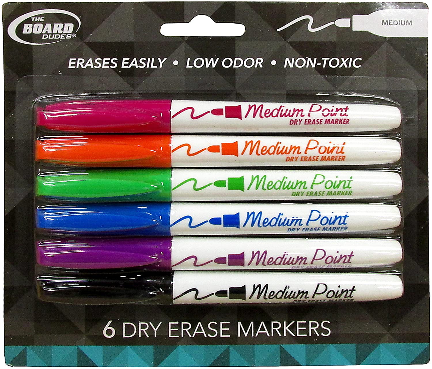 6 Piece Medium Point Dry Erase Markers The Board Dudes Neon Fun Art Learn 