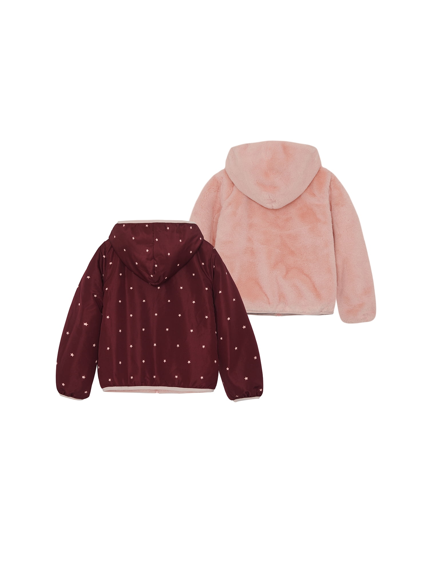 Wonder Nation Toddler Girl Faux Fur Reversible Jacket, Sizes 12M-5T