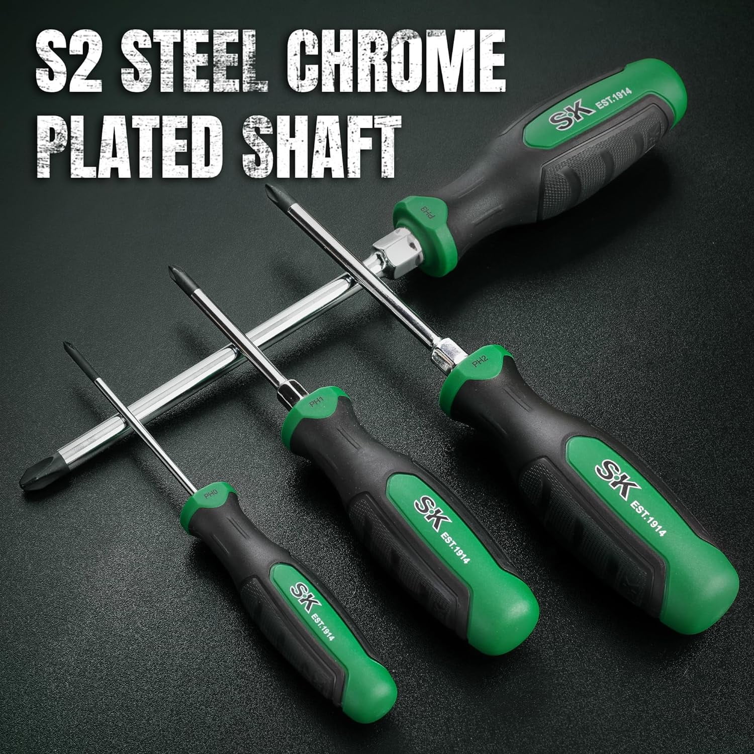 SK 5-Piece Phillips Screwdriver Set, Magnetic Screwdriver Set, S2 Steel, SureGrip Handle
