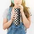 thumbnail image 6 of 20 Oz Black and white Checkered Tumbler with Handle Lid and Straw, Checkered Tumbler Water Bottle Travel Coffee Cup Mug,Checkered Gifts for Women Men, 6 of 6