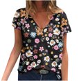 thumbnail image 1 of Blusa estampada de verano para mujer, camisetas casuales de manga corta con cuello en V, camisetas Pompotops  hkajfhjk472568, 1 of 5
