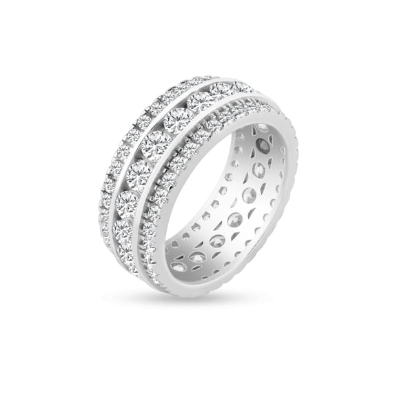 Sterling Silver Rhodium Plated Clear CZ Eternity Channel Ring Band White Jewelry Female Size 5