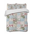thumbnail image 2 of Green Blue Pink Botanical Full Size Down Alternative Comforter, Lightweight Comforter Quilt Bedding Set with Pillow Shams Spring Floral Vintage All Seasons Bed Comforter Duvet Insert 78"x90", 2 of 7