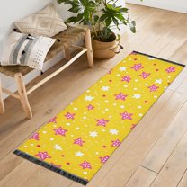 Yayeee Runner Rug for Bedroom 2'x6' Machine Washable Hallway Non Slip Mat, Pink White Stars