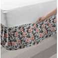 thumbnail image 2 of Floral Bed Skirt, Sketched Ladybird Tropical Flowers Leaves Repetitive Print, Elastic Bedskirt Dust Ruffle Wrap Around for Bedding Decor, 4 Sizes, Blush Pale Grey, by Ambesonne, 2 of 2