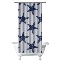 Nautical Starfish Shower Curtain Liner - Marine Life Tropical Theme, Waterproof Reusable Bathroom Fabric for Coastal Decor,36x72in