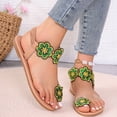 thumbnail image 5 of Xfvqtps Womens Flat Sandals Toe Ring Clip Toe Elastic Transparent Strap Color Block Flower Decor Non Slip Breathable Lightweight Summer Roman Sandals Green, 5 of 9
