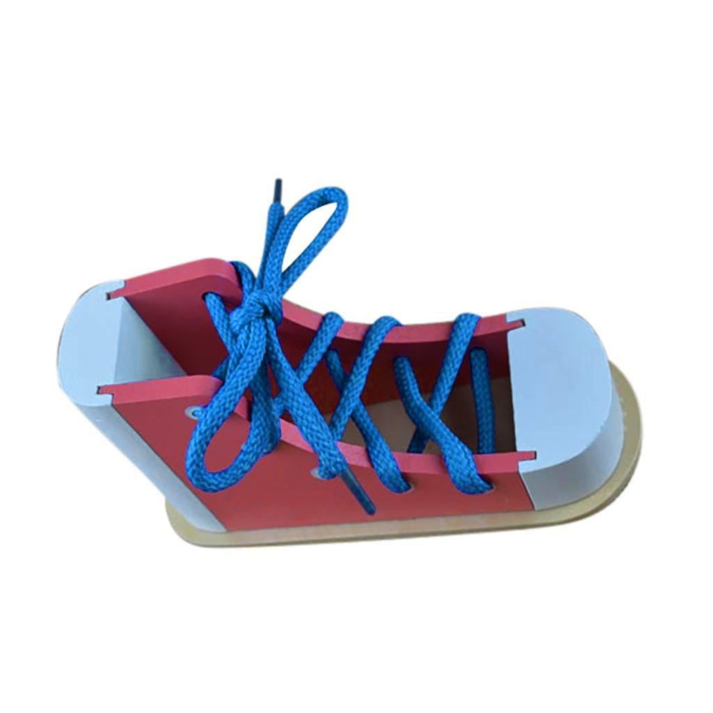 Practice Shoe Lace Tying Kids Wooden Childrens Learn Laces Education Learning 