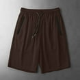 thumbnail image 2 of Enjoytime Mens Athletic Shorts Solid Color Drawstring Ice Silk Drying Casual Running Plus Size Shorts with Elastic Waist and Pockets Brown XXXL, 2 of 6