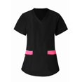 thumbnail image 4 of Jinhomg Scrubs Set for Women Casual Loose V-Neck Top & Straight Leg Pants with Pockets Lightweight Comfy Quick Dry Nurse Working Uniform Black L, 4 of 8