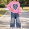 thumbnail image 3 of DJDLJWCJ 2 Piece Girls Casual Outfit Sets Cute Print Long Sleeve Crewneck Sweatshirt Elastic Waist Wide Leg Pants Set Hot Pink Size 2T, 3 of 6