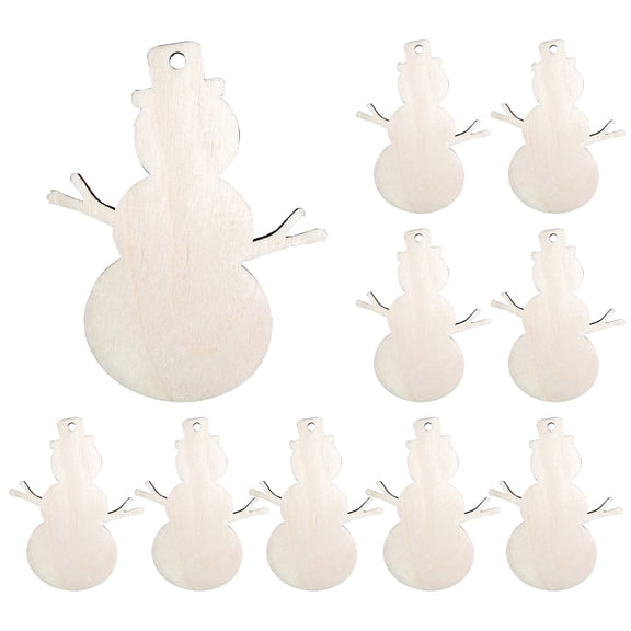 HAMPPLIES Rustic Snowman Ornaments Wooden Snowman Hanging Sign Rope 10pcs