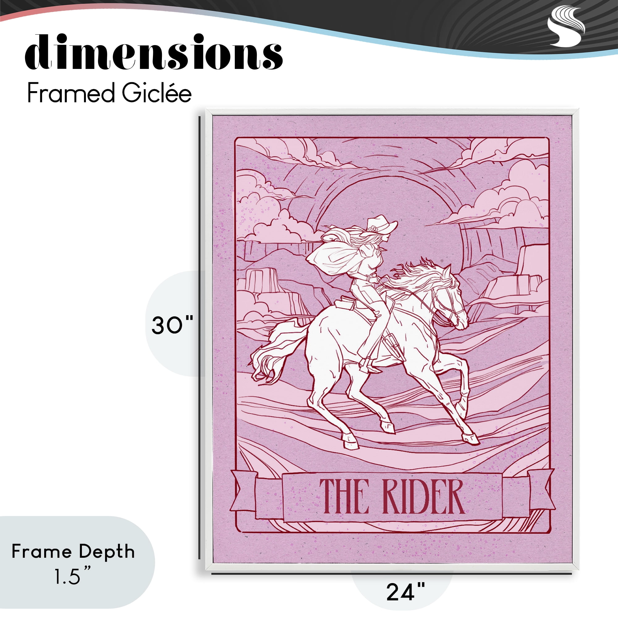 Stupell Industries Cowgirl Rider Tarot Card White Framed Giclee Art, design by Ziwei Li