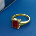 thumbnail image 3 of Gem Stone King 18K Yellow Gold Plated Silver Red Garnet Solitaire Engagement Ring for Women (2.61 Cttw, Emerald Cut 9X7MM, Gemstone January Birthstone, Size 8), 3 of 4