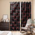 thumbnail image 3 of Kitchen Curtains 84 Inch Length 2 Panels, Red Black Cubes Grommets Window Treatment Curtain, Modern Geometric Abstract Art Thermal Curtains Drapes for Living Room/Bathroom, 3 of 9