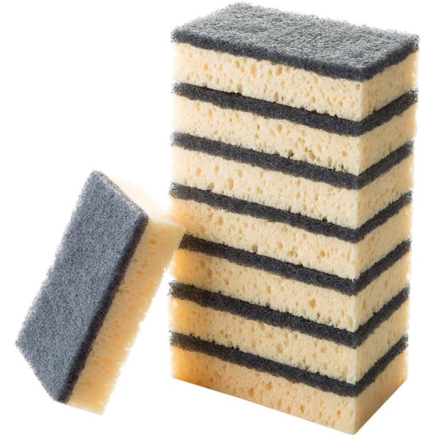 8 estropajos multiusos antiarañazos para limpiar platos, utensilios de cocina, esponja antiadherente para cocina y baño (negro)